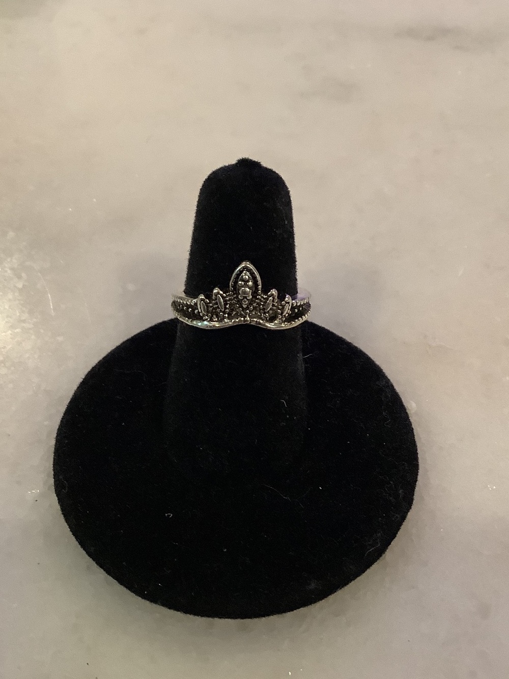 Marcasite Crown Ring in Silver Tone, Brand New